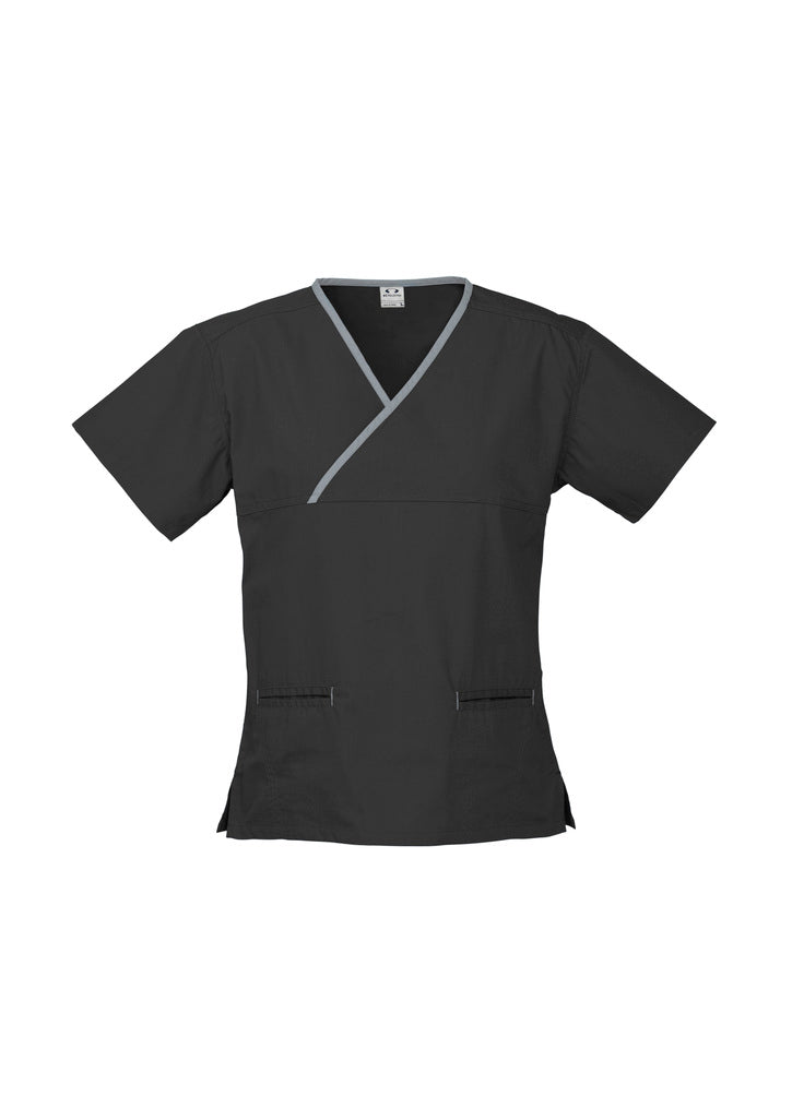 Ladies Contrast Crossover Scrubs Top
