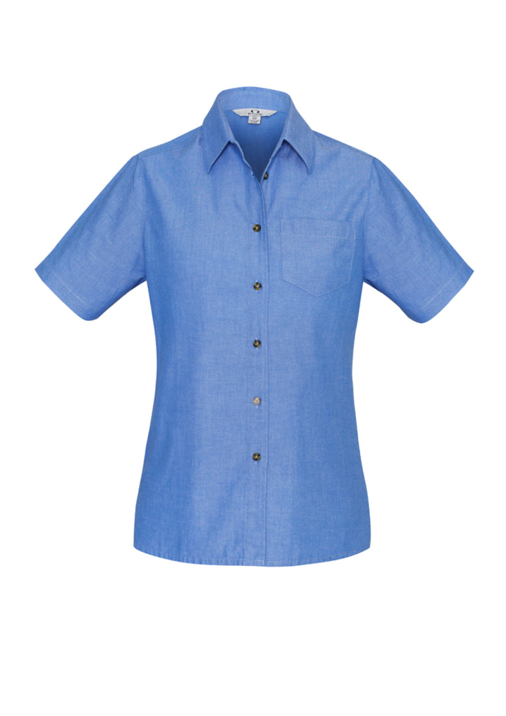 Ladies Wrinkle Free Chambray Short Sleeve Shirt
