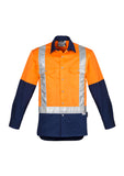 Mens Hi Vis Spliced Industrial Shirt - Shoulder Taped