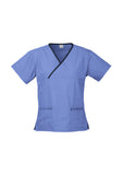 Ladies Contrast Crossover Scrubs Top