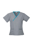 Ladies Contrast Crossover Scrubs Top