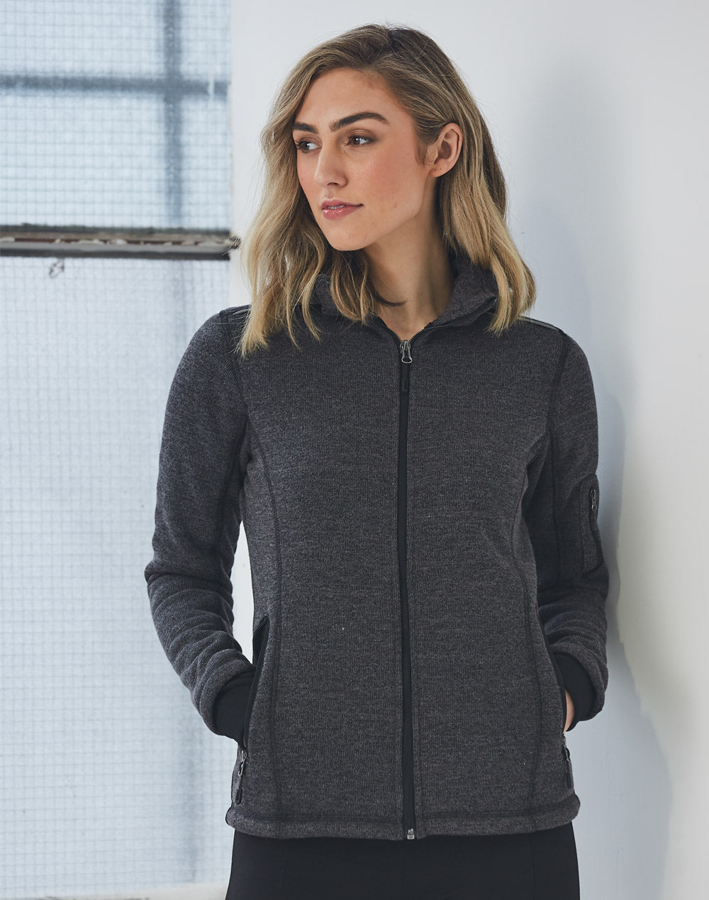 [JK42] Ladies' Heather Bonded Fleece Jacket