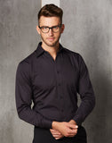 [M7132] Men's Dobby Stripe Long Sleeve Shirt