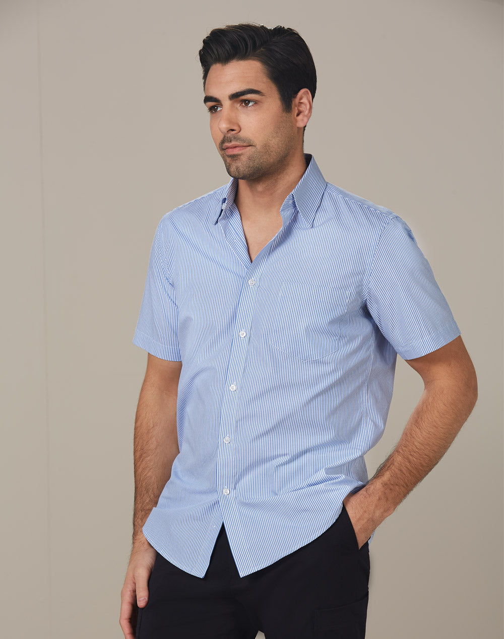 [M7231] Men's Balance Stripe Short Sleeve Shirt