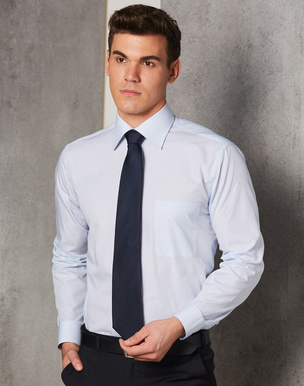 [M7362] Men's Mini Check Premium Cotton Long Sleeve Shirt