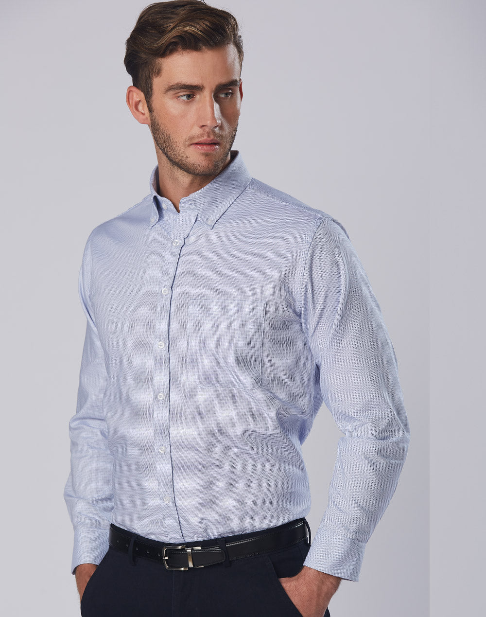 [M7922] Men's Dot Contrast Long Sleeve Shirt