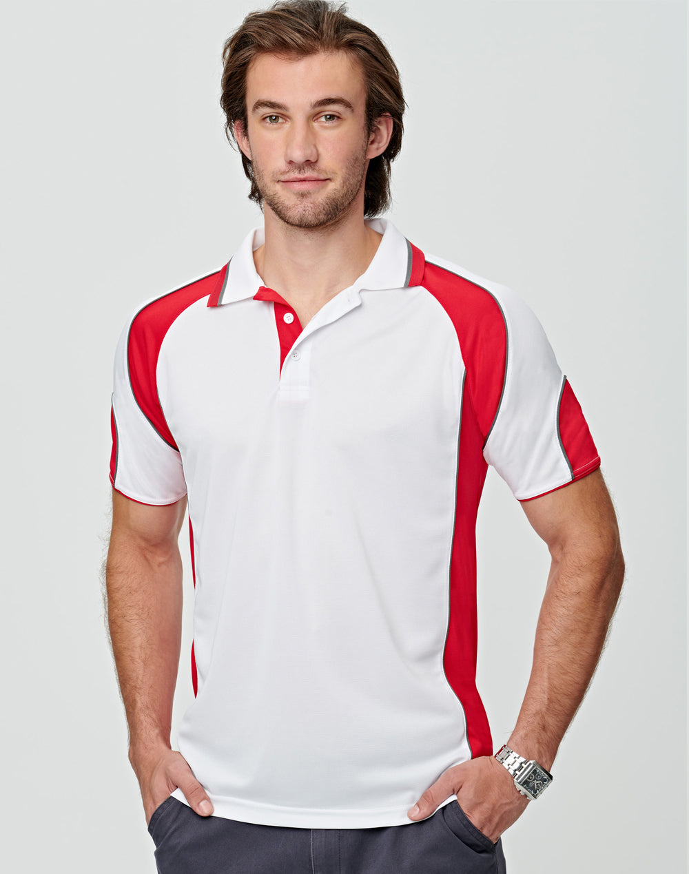 [PS61] Men's Cooldry Contrast Polo With Sleeve Panel