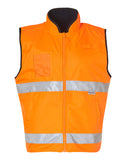 [SW49] Hi-Vis Reversible Mandarine Collar Safety Vest With 3M Tapes