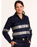 [WT08HV] Ladies HiVis Cotton Drill Long Sleeves Work Shirt with 3M Reflective Taps
